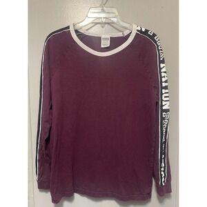 Pink by Victoria Secret long sleeve burgundy and black shirt size small women'